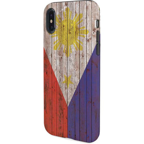 Philippines Flag Dark Wood iPhone X Pro Case